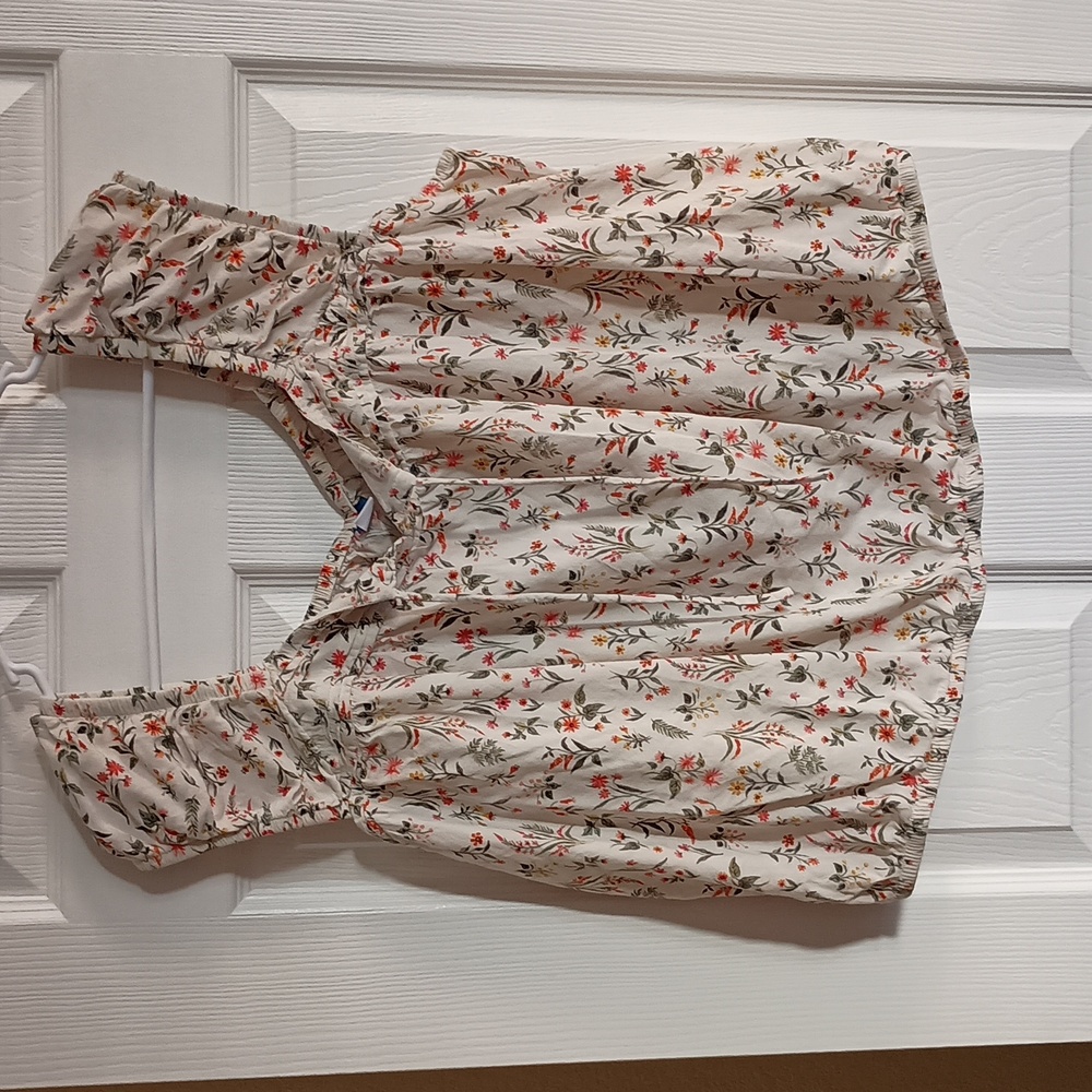 Old Navy Cropped Puff Sleeves Size XXL Ditsy Floral Print Top (y555)